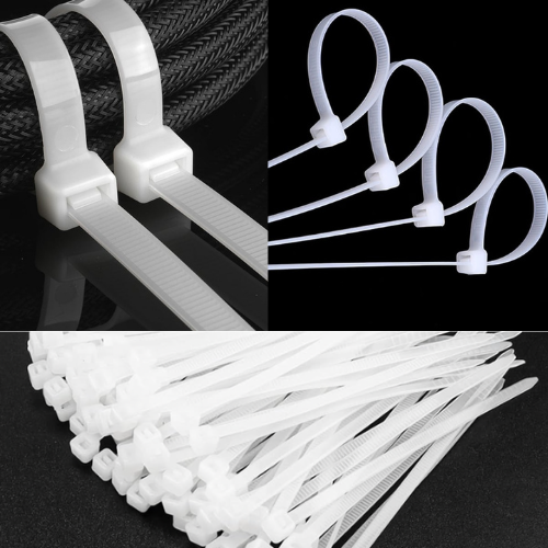 4.8x250%20mm%20Beyaz%20Plastik%20Kablo%20Bağı%20Klipsi%20Cırt%20Kelepçe%20100%20Adet