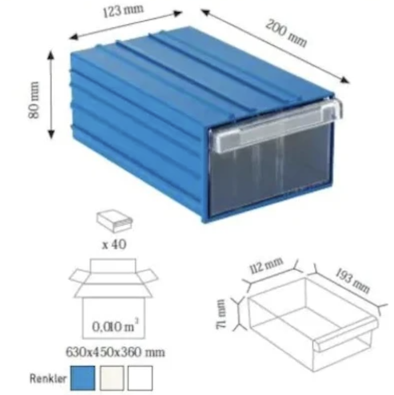 Plastik%20Çekmeceli%20Kutu%20123x200x80MM%20(40%20Adet)